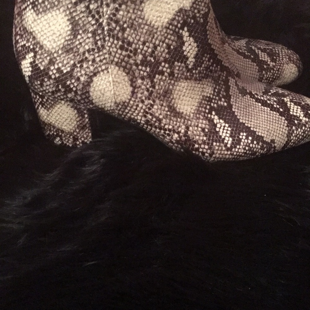 Faux snakeskin ankle boots